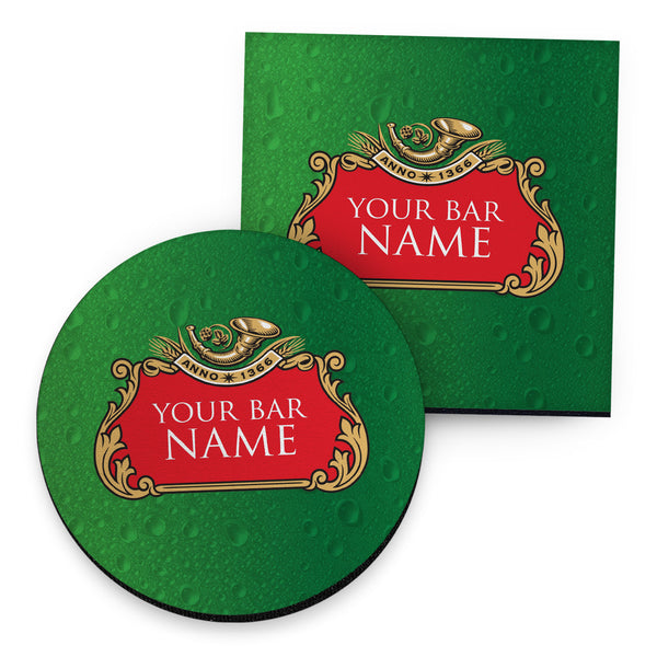 Personalised Stella - Green - Drinks Coaster - Round or Square