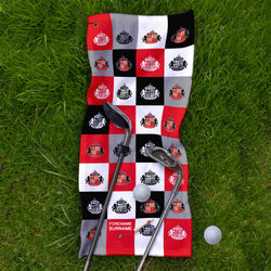 Sunderland AFC - Chequered - Name and Number Lightweight, Microfibre Golf Towel - Officially Licenced