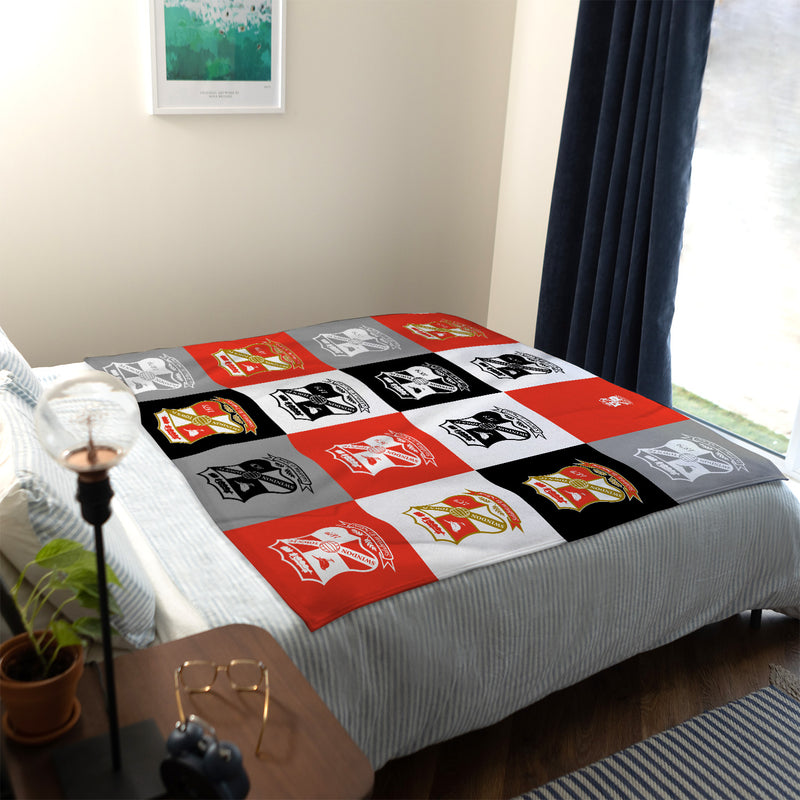Swindon Town FC - Chequered Fleece Blanket - Officially Licenced