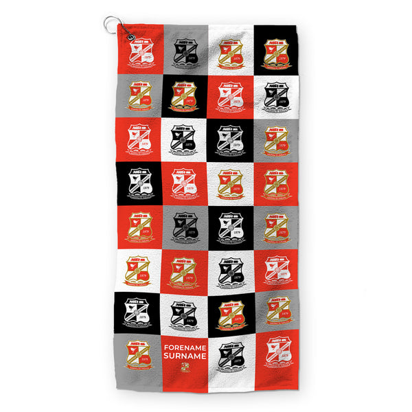 Swindon Town FC - Chequered - Name and Number Lightweight, Microfibre Golf Towel - Officially Licenced