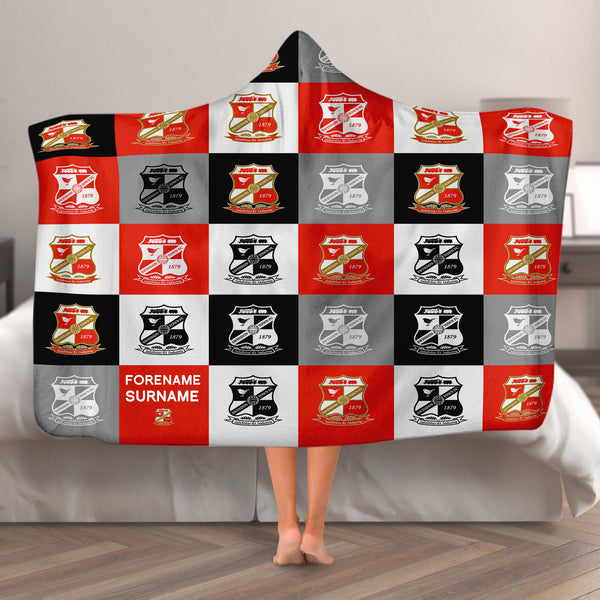 Swindon Town FC - Chequered Adult Hooded Fleece Blanket - Officially Licenced