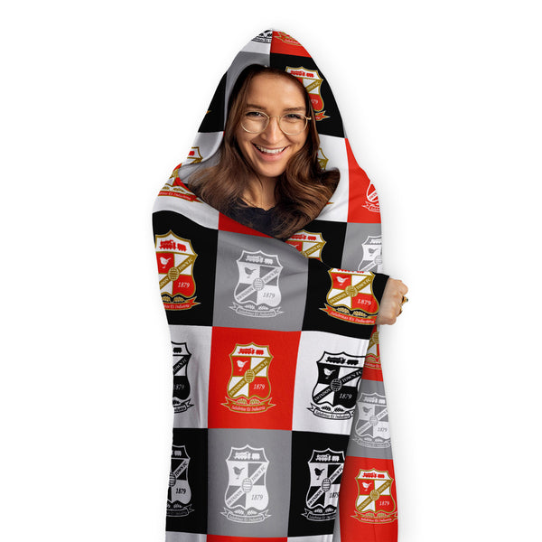 Swindon Town FC - Chequered Adult Hooded Fleece Blanket - Officially Licenced