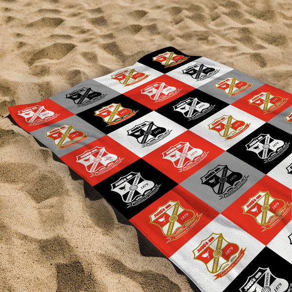 Swindon Town Chequered - Personalised Beach Lightweight, Microfibre Towel - 150cm x 75cm - Officially Licenced