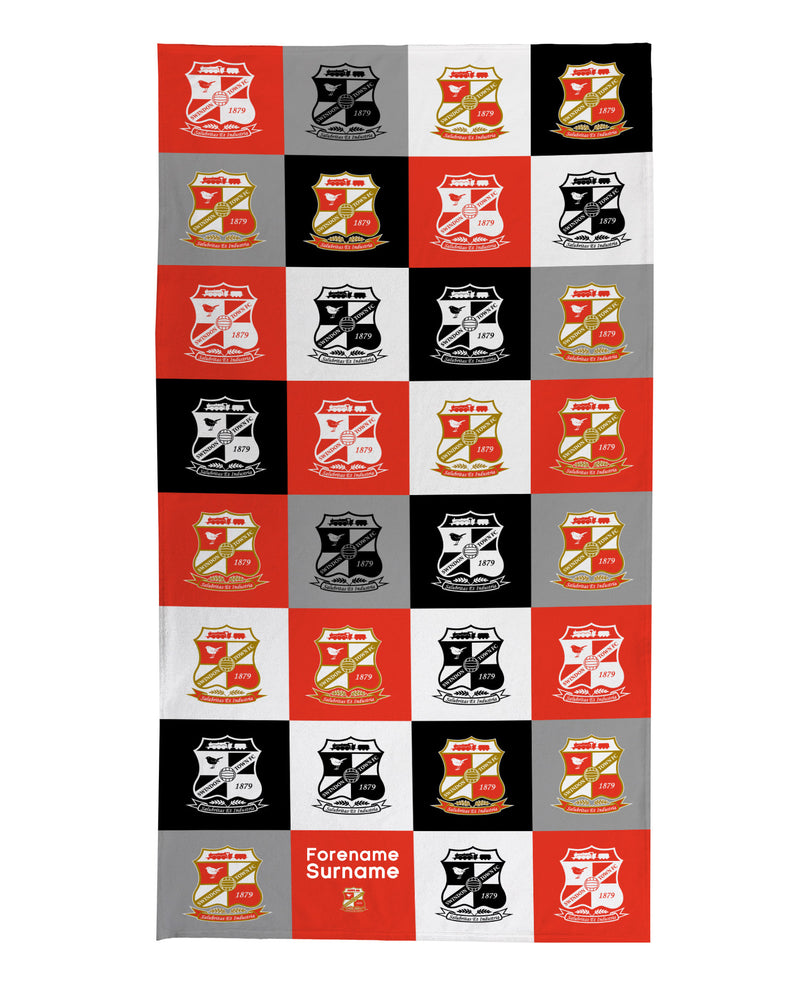 Swindon Town Chequered - Personalised Beach Lightweight, Microfibre Towel - 150cm x 75cm - Officially Licenced