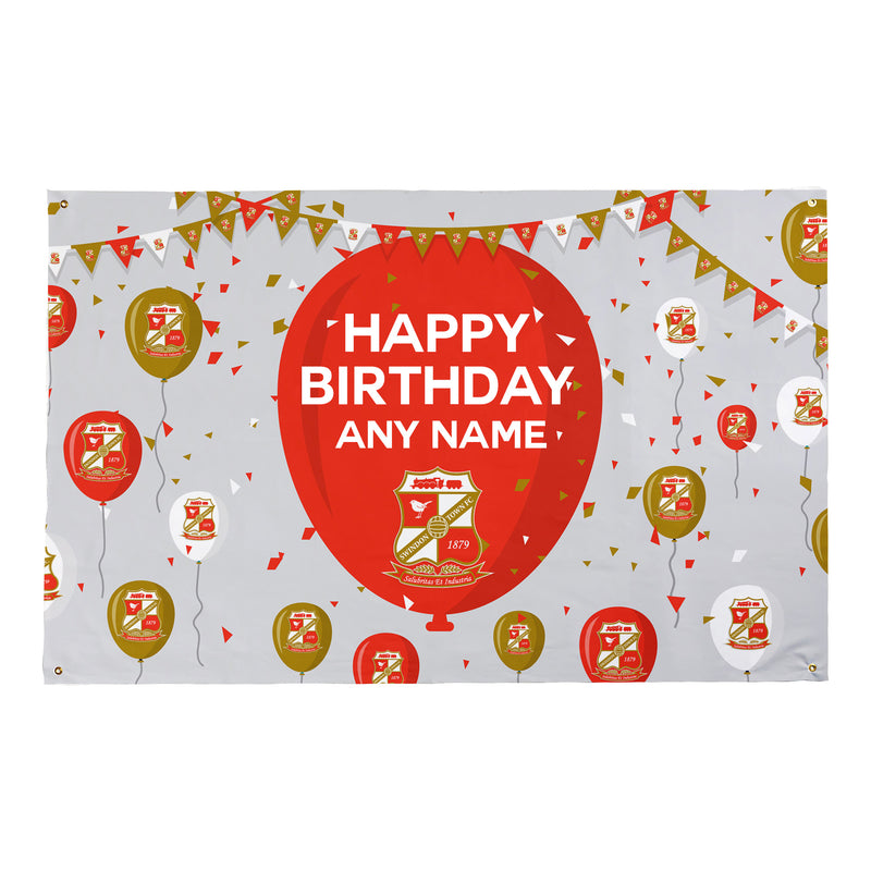 Swindon Town - Personalised Balloons 5ft x 3ft Fabric Banner - Officially Licenced