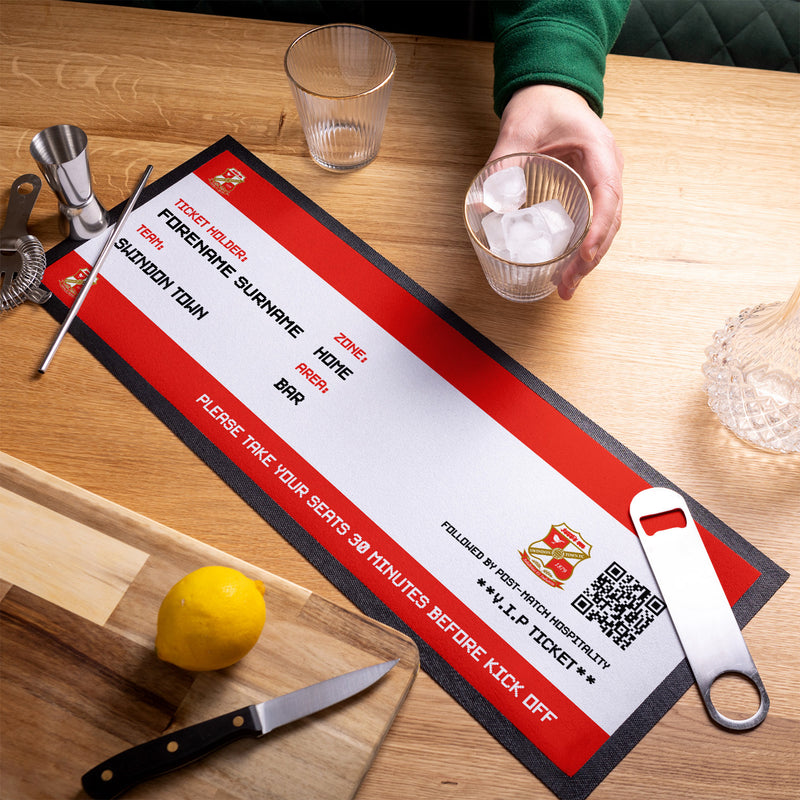 Swindon Town - Football Ticket Personalised Bar Runner - Officially Licenced