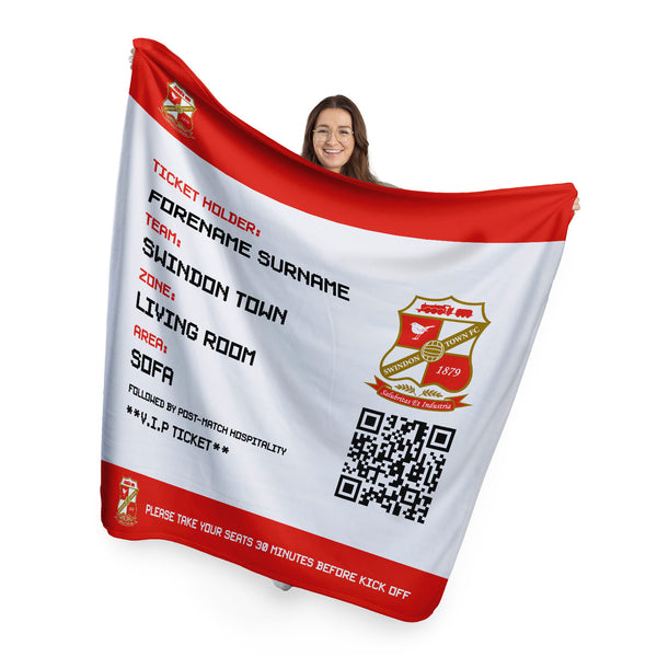 Swindon Town FC - Football Ticket Fleece Blanket - Officially Licenced