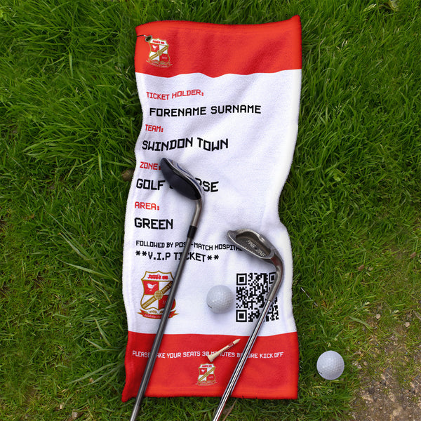 Swindon Town FC - Ticket - Name and Number Lightweight, Microfibre Golf Towel - Officially Licenced