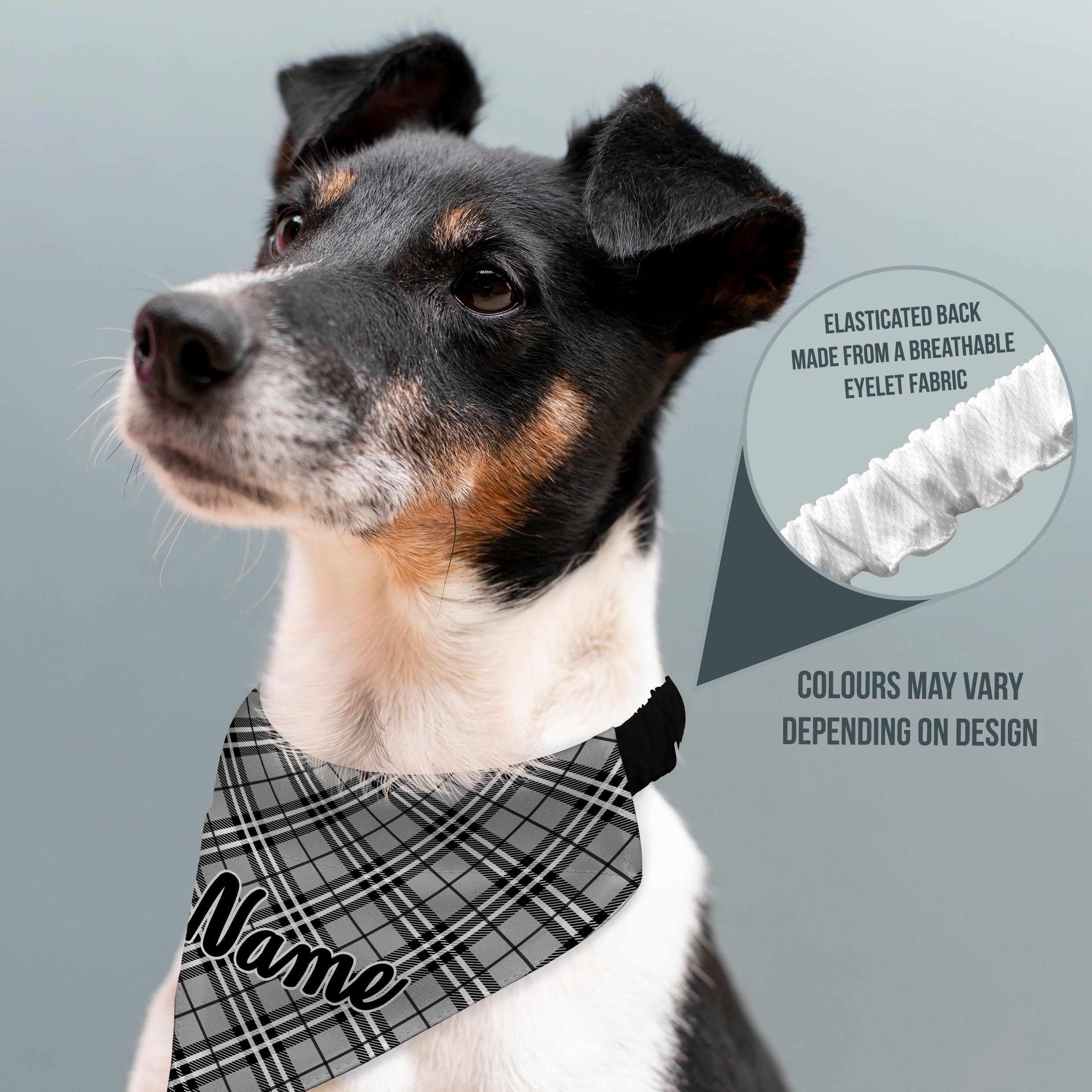 Black & White Tartan - Custom Personalised Dog Bandana - 4 Sizes