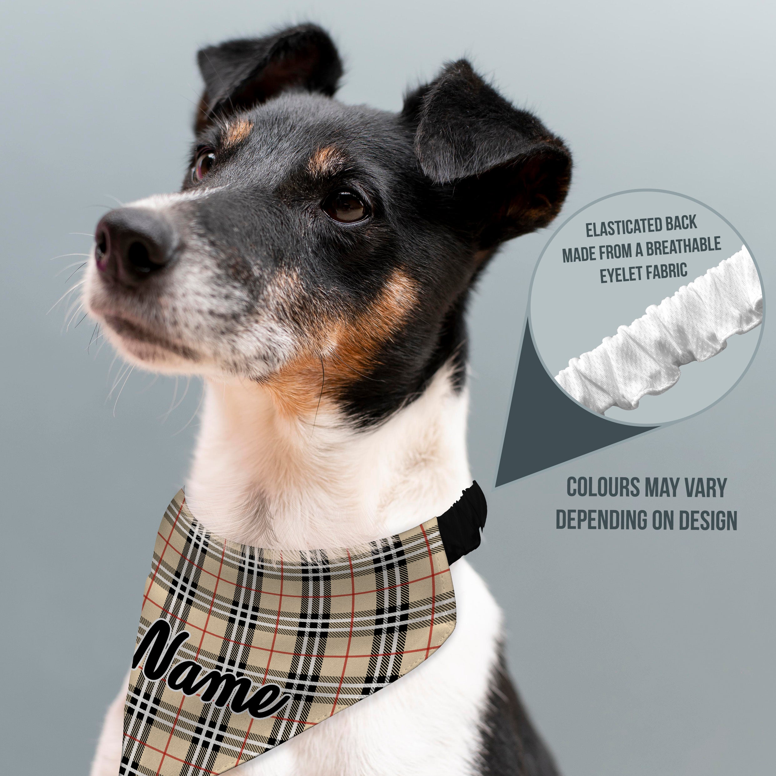Beige Tartan - Custom Personalised Dog Bandana - 4 Sizes