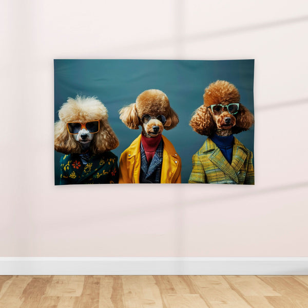 Vintage Inspired Well Dressed Lady Dogs - Textile Poster