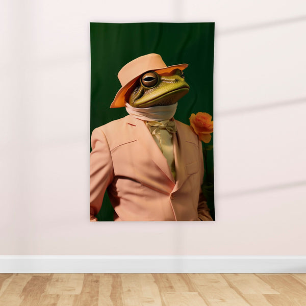 Vintage Inspired Well Dressed Frog - Textile Poster