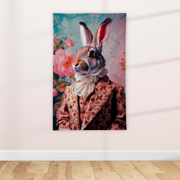 Vintage Inspired Well Dressed Rabbit - Textile Poster