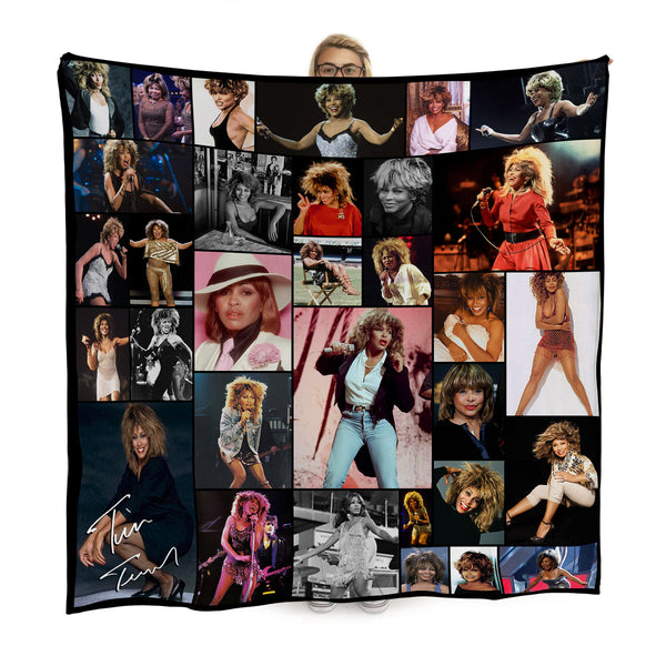 Tina Turner Montage Fleece Throw - Large Size 150cm x 150cm