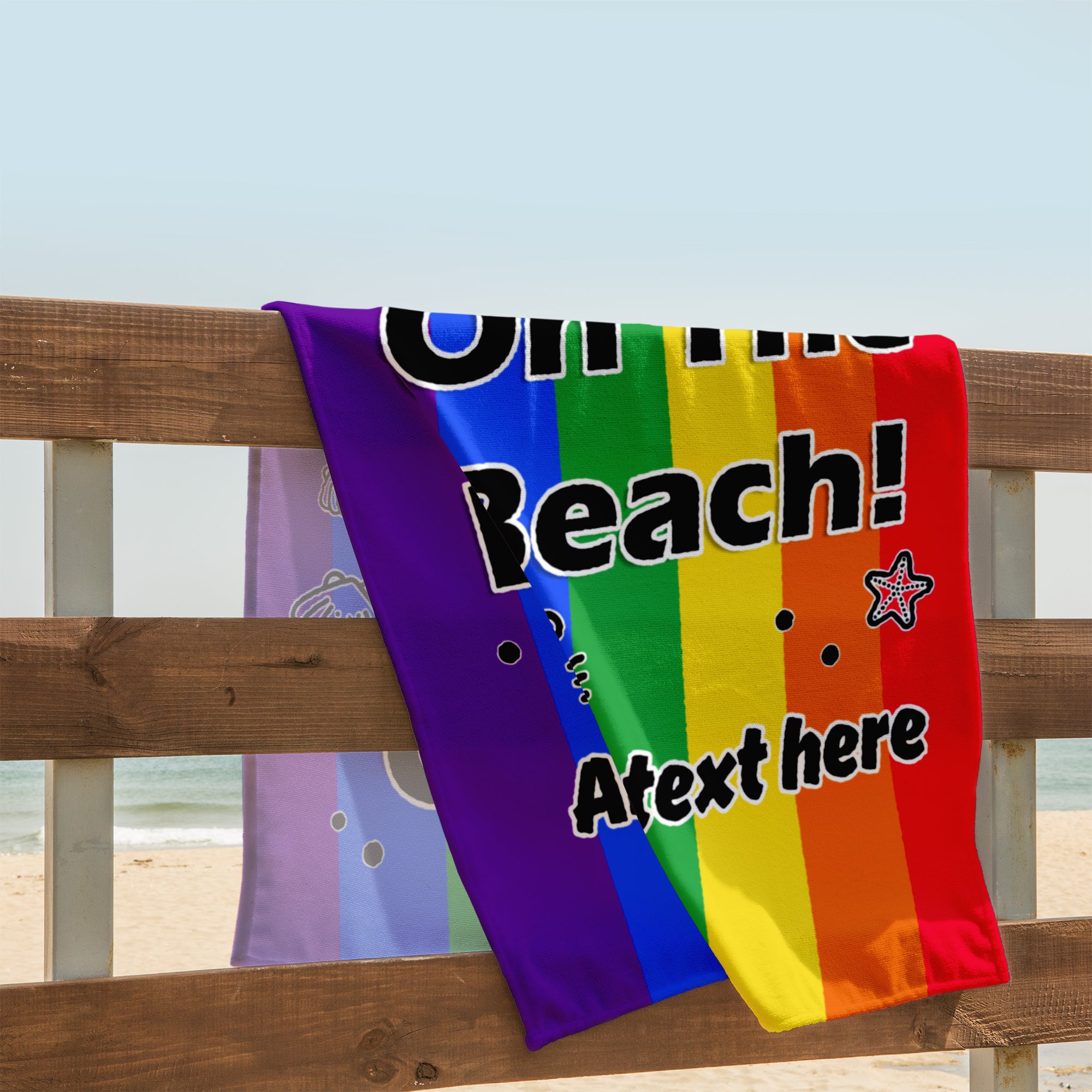 Only Gay On the Beach - Rainbow Personalised Beach Towel - 150CM X