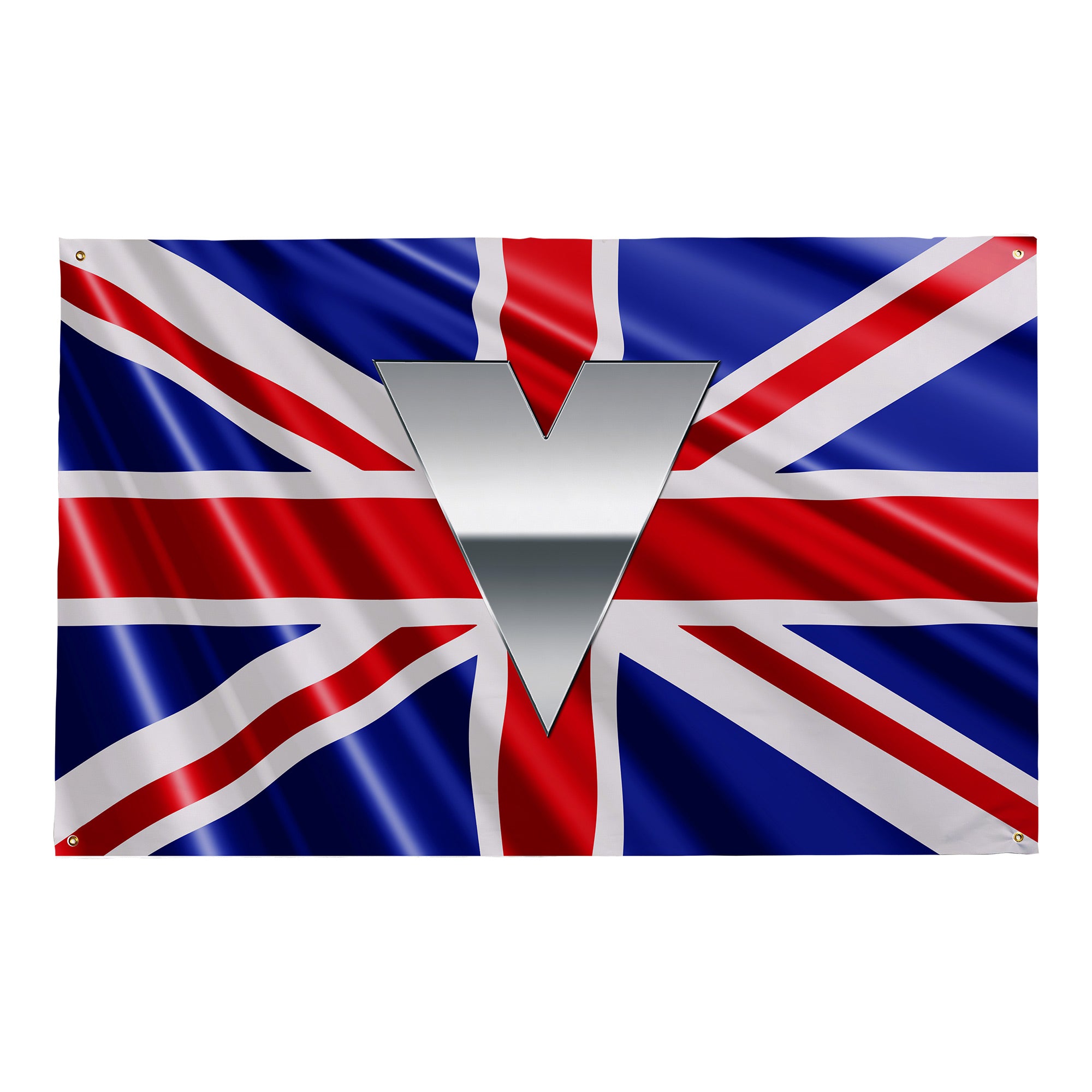 Union Jack Silver Badge VE Day | Banner - 5ft x 3ft