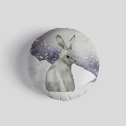 Watercolour Rabbit Scene 14" Round Throw Cushion