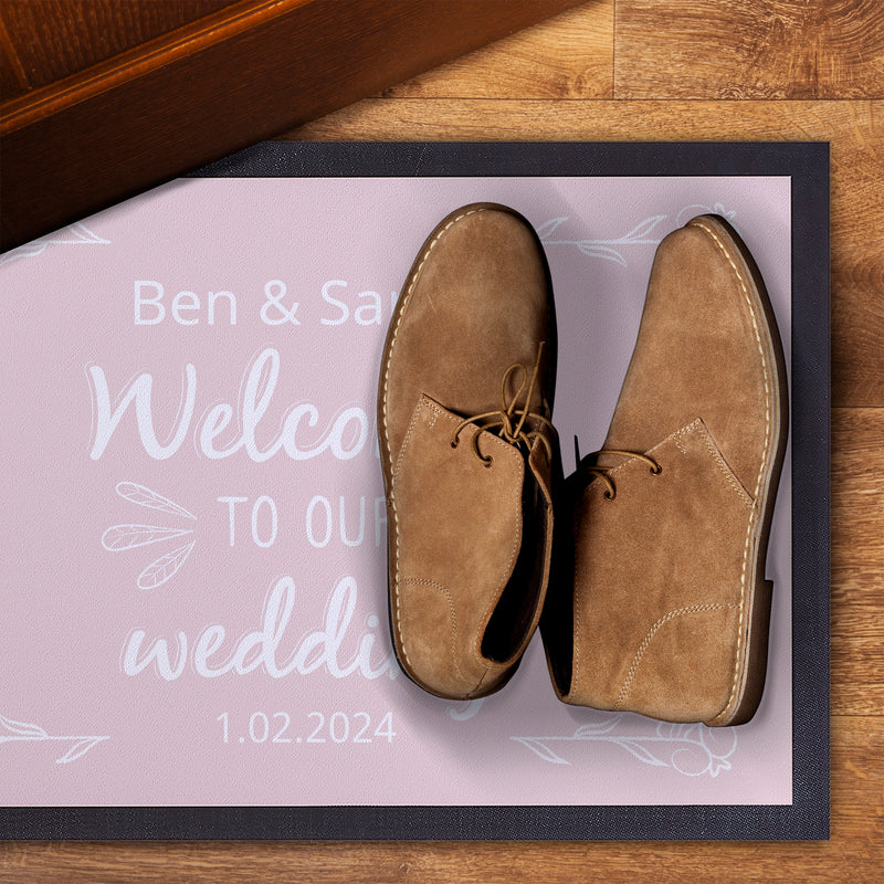 Welcome To Our Wedding - Any Colour - Personalised Door Mat - 60cm x 40cm