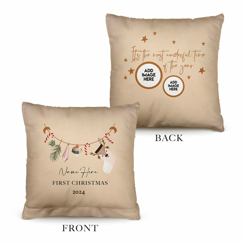 First Christmas - Stocking - 26cm x 26cm - Personalised Cushion
