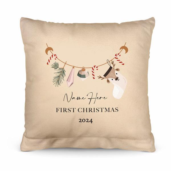 First Christmas - Stocking - 26cm x 26cm - Personalised Cushion