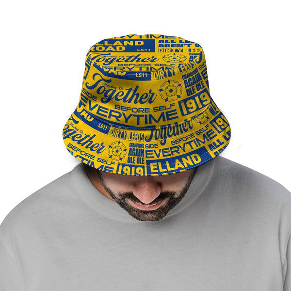 Leeds - Word Montage - Yellow & Blue - Bucket Hat