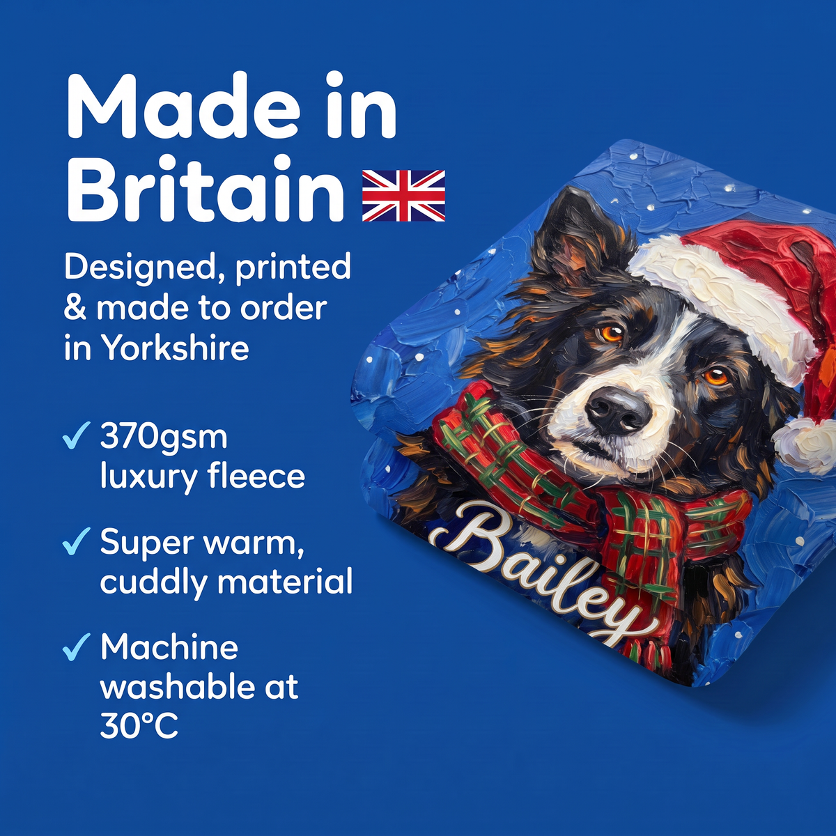 Made in Britain - designed, printed and made to order in Yorkshire, super warm cuddly fleece