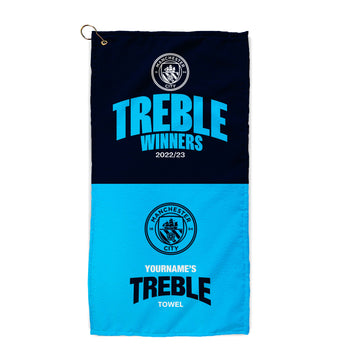 Manchester City Treble Golf Towel - Officially Licenced