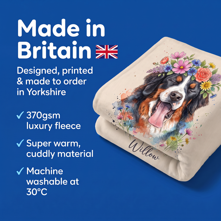 Made in Britain - designed, printed and made to order in Yorkshire, super warm cuddly fleece