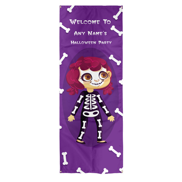 Personalised Text - Cartoon Skeleton - Halloween Door Banner
