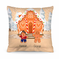 Gingerbread Family - 26cm x 26cm - Personalised Cushion