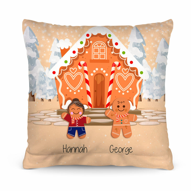 Gingerbread Family - 26cm x 26cm - Personalised Cushion