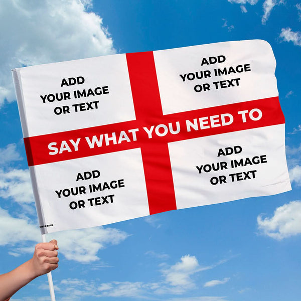 England St George Flag with sleeve - Add Images and Text - 4 Sizes!