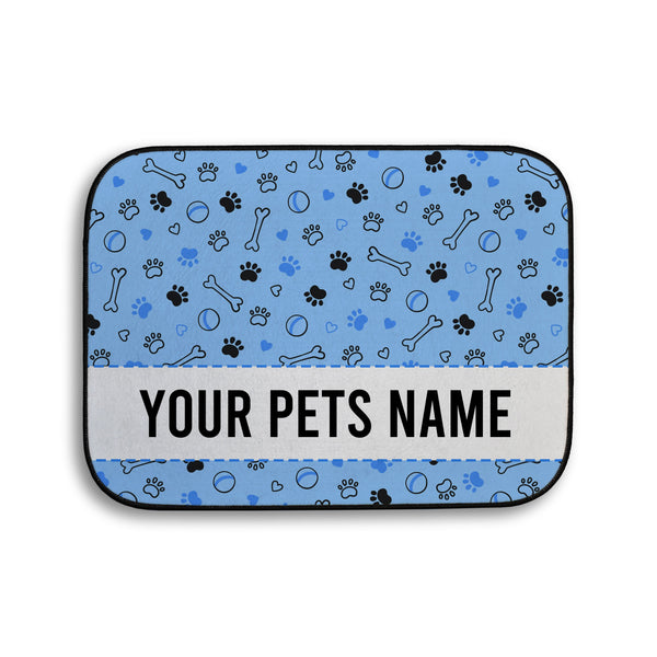 Add your pet's name! Blue Personalised Pet food Mat