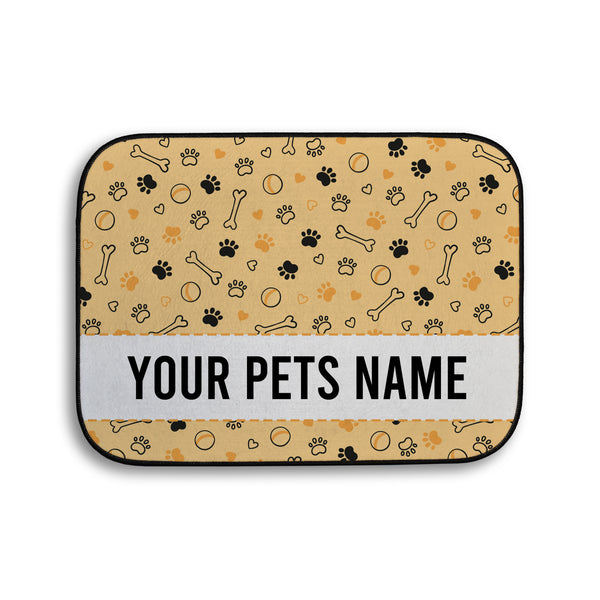 Add your pet's name! Orange Personalised Pet food Mat