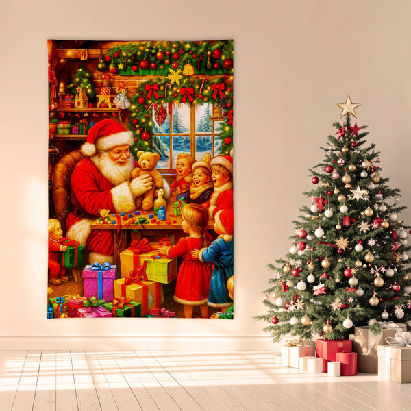 Santa's Grotto - 6ft x 4ft Christmas Festive Backdrop Banner