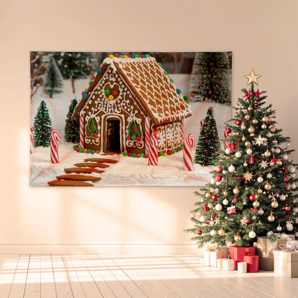 Gingerbread House - 6ft x 4ft Christmas Festive Backdrop Banner
