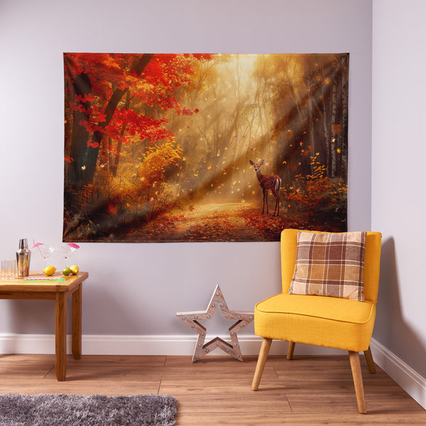Autumn Scene Deer - 6ft x 4ft Scenic Backdrop Banner