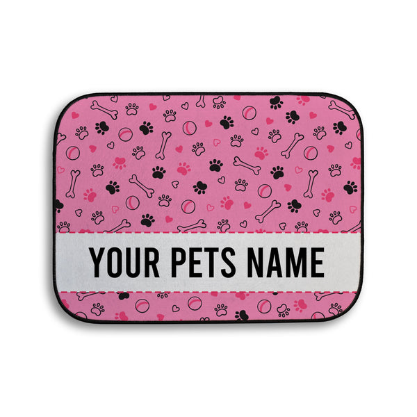 Add your pet's name! Pink Personalised Pet food Mat
