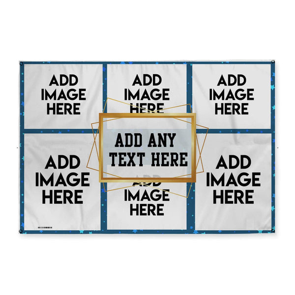 Fabric Any Occasion Star Photo Banner - 5 Colourways - Edit Text - 3FT X 2FT