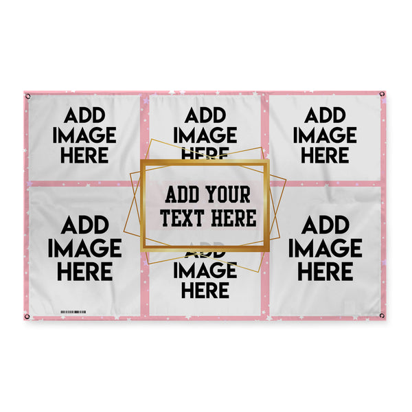 Fabric Any Occasion Star Photo Banner - 5 Colourways - Edit Text - 1.5FT X 2.5FT