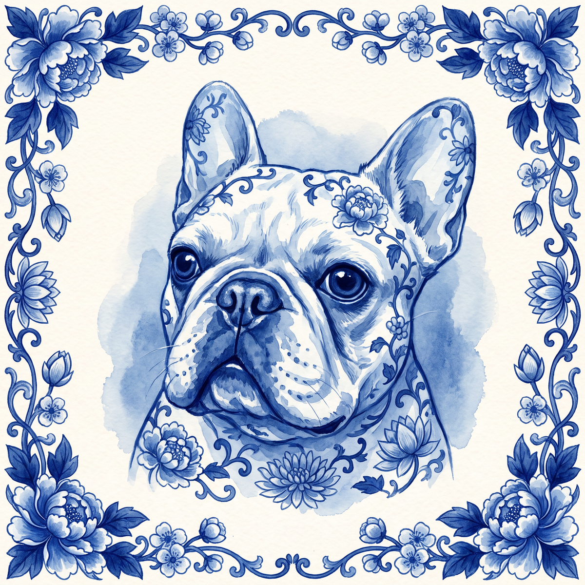 Porcelain pet portrait artwork without a name