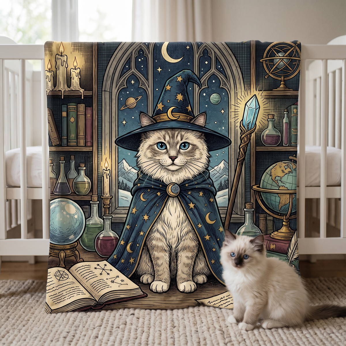 Lap size 75cm x 75cm Tarot Card pet portrait blanket