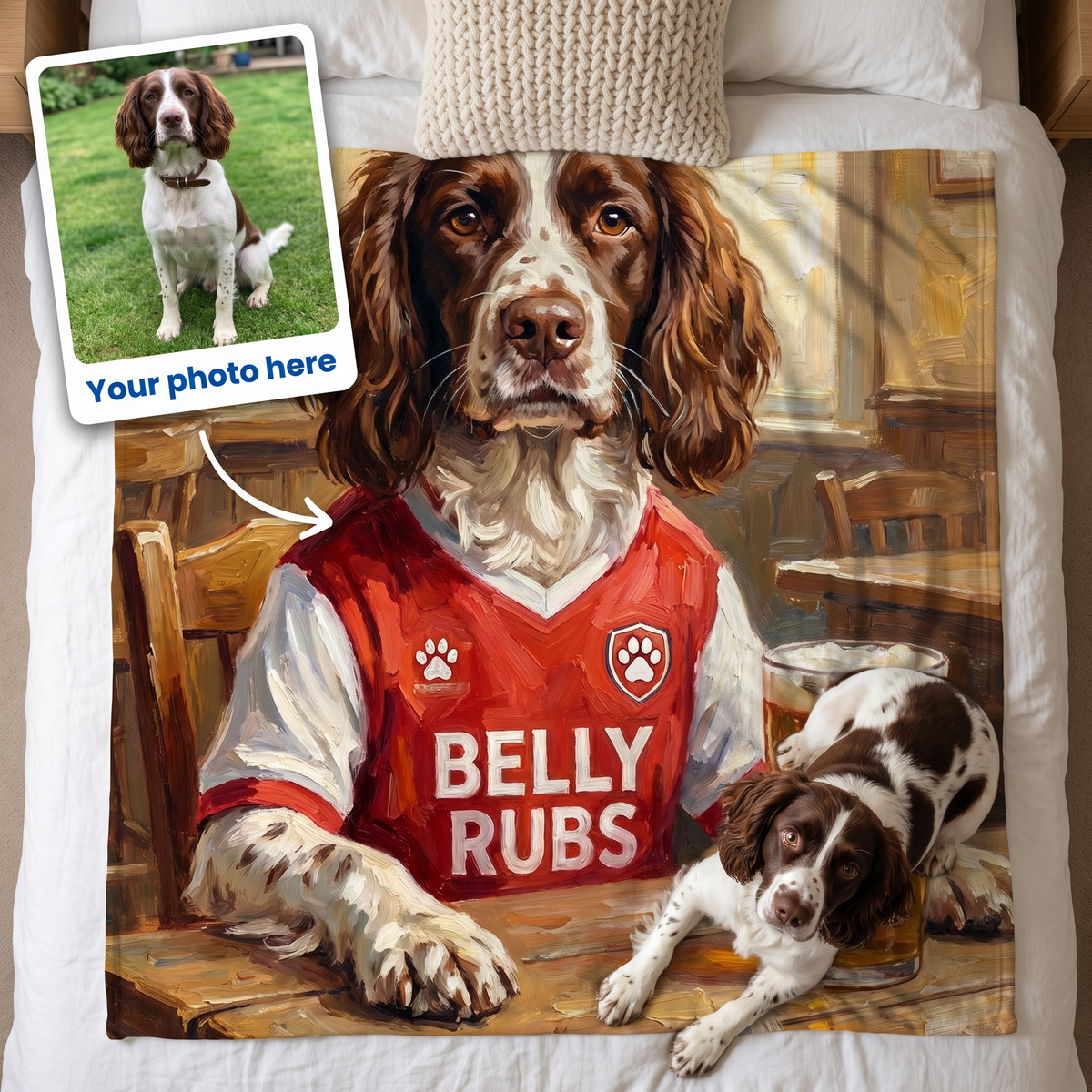 Your photo here - your pet's photo turned into a Barksenal portrait on a king size fleece blanket