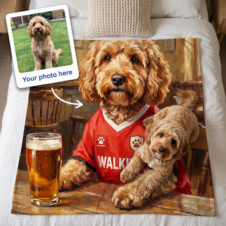 Your photo here - your pet's photo turned into a Petchester United portrait on a king size fleece blanket