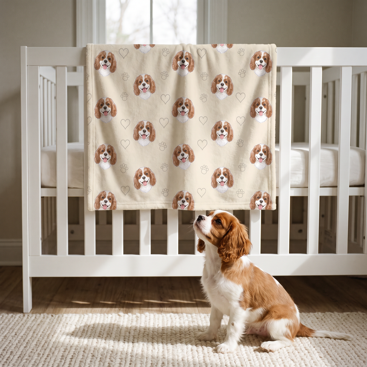 Lap size 75cm x 75cm Watercolour Pattern pet portrait blanket