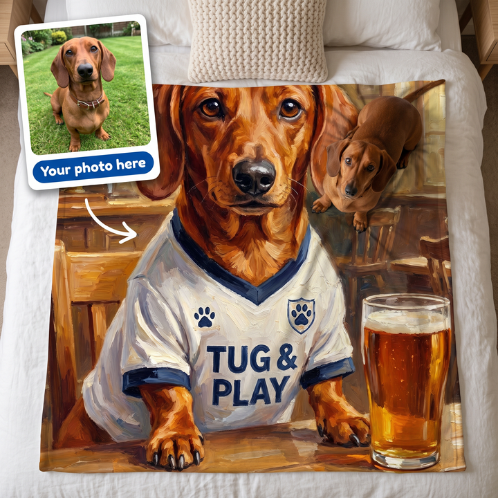 Your photo here - your pet's photo turned into a Pawtenham Hotspur portrait on a king size fleece blanket