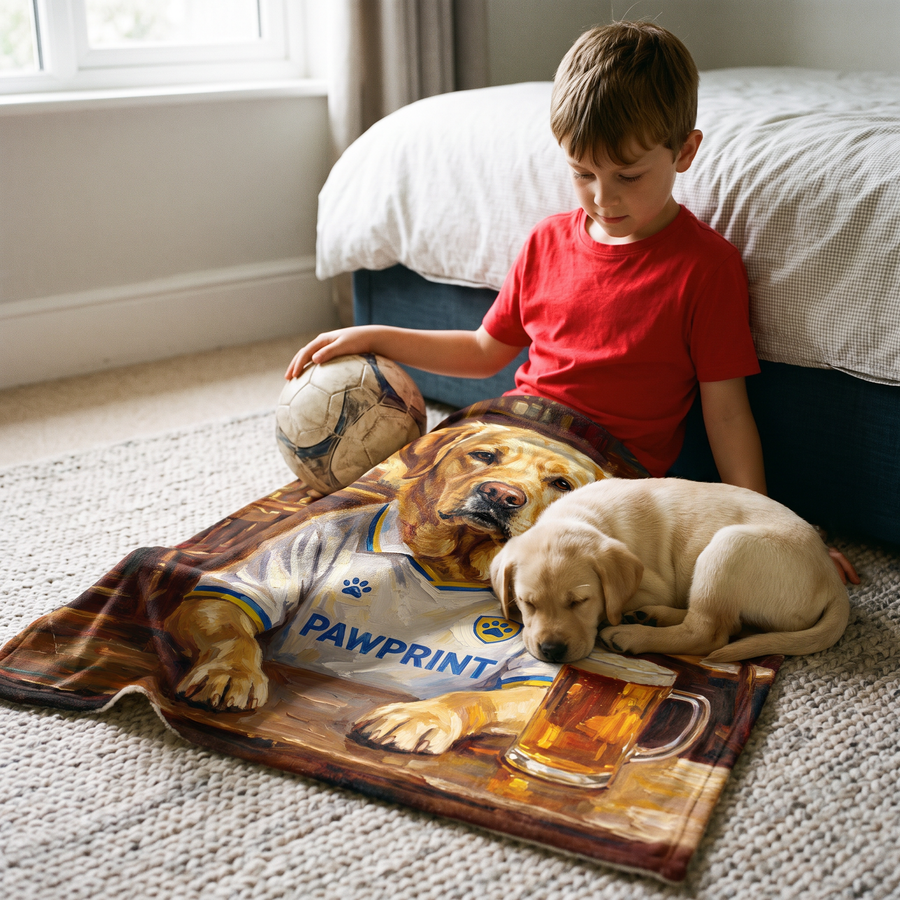 Lap size 75cm x 75cm Leads United pet portrait blanket