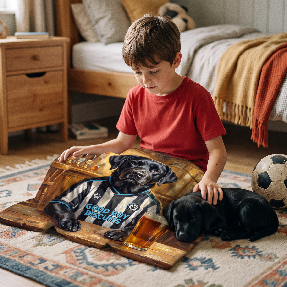 Lap size 75cm x 75cm Petcastle United pet portrait blanket