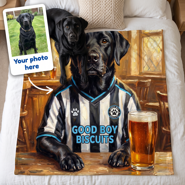 Your photo here - your pet's photo turned into a Petcastle United portrait on a king size fleece blanket