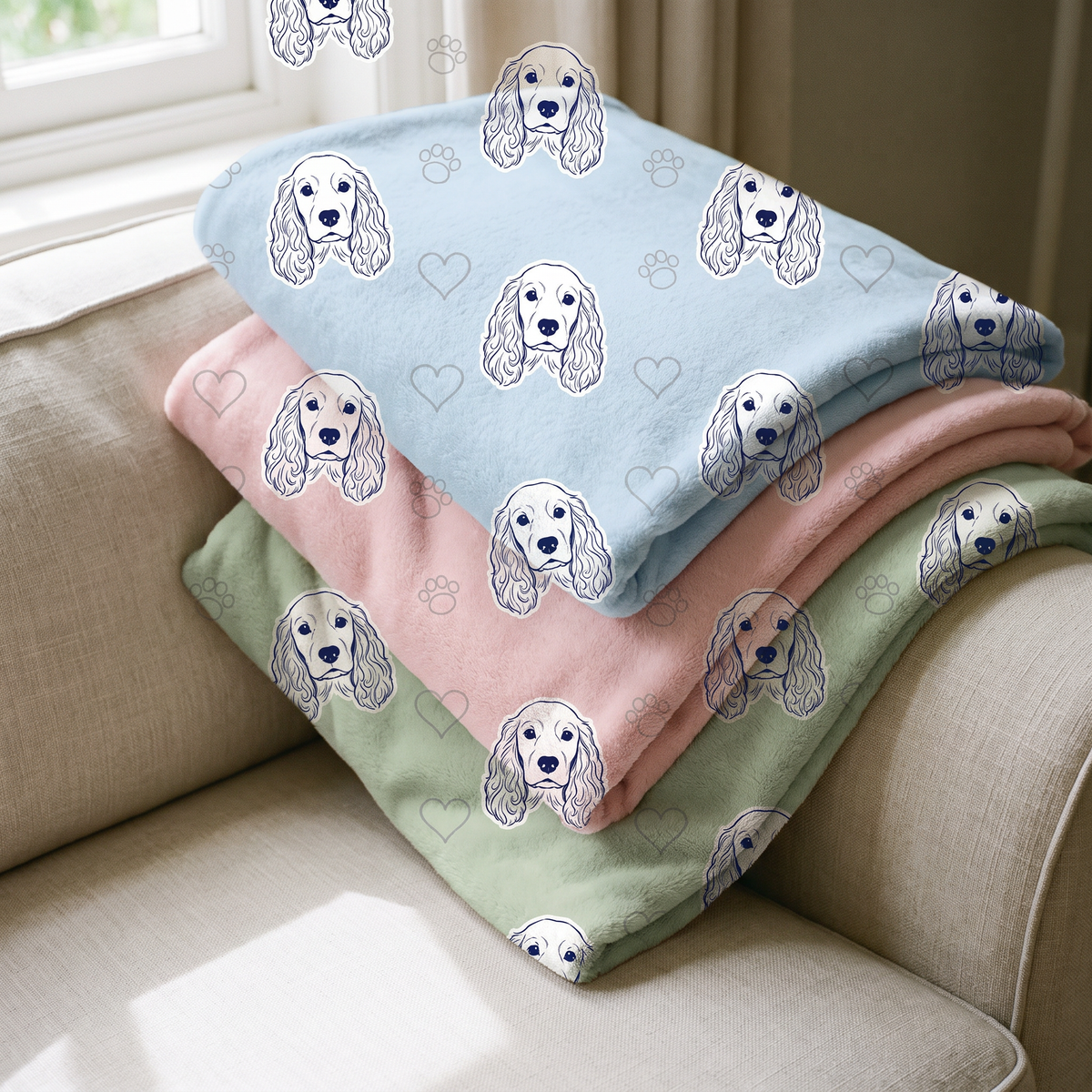 The Sketch Line Pattern pet blanket in three background colours